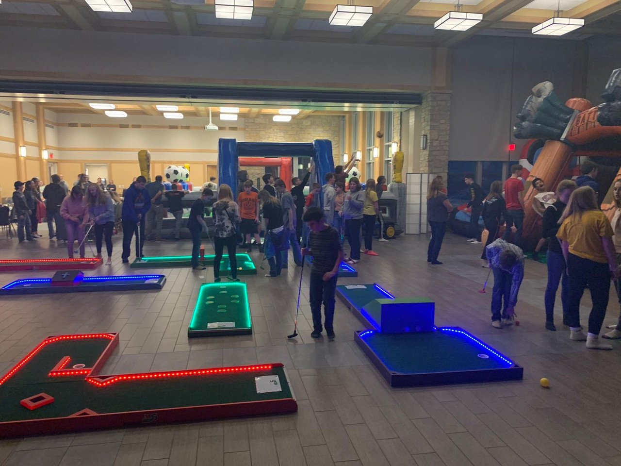 glow mini golf rental setup for parties and events
