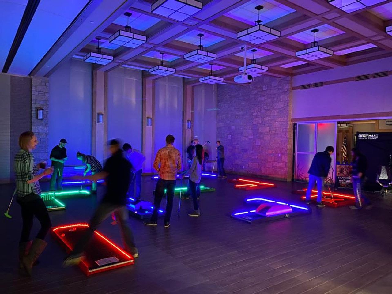 LED glow mini golf course setup for rental events